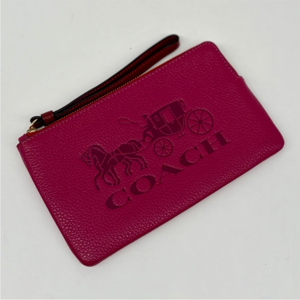 Coach Large Corner Zip Wristlet Wallet With Horse And Carriage